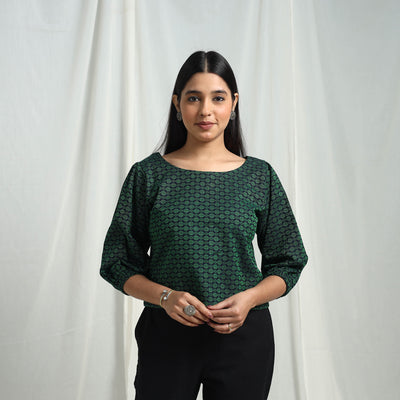 Green - Cotton Jacquard Crop Top 06