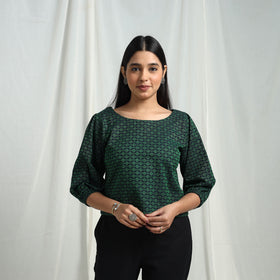 Green - Cotton Jacquard Crop Top 06