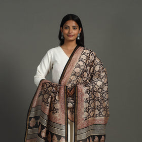 Black - chanderi silk bagru dupatta 20 - handcrafted