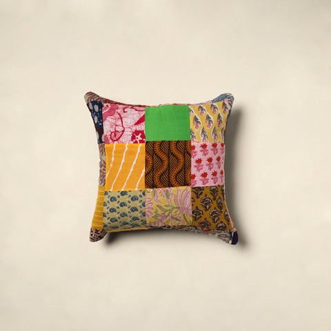 Multicolor Handcrafted Cotton Patchwork Cushion Cover