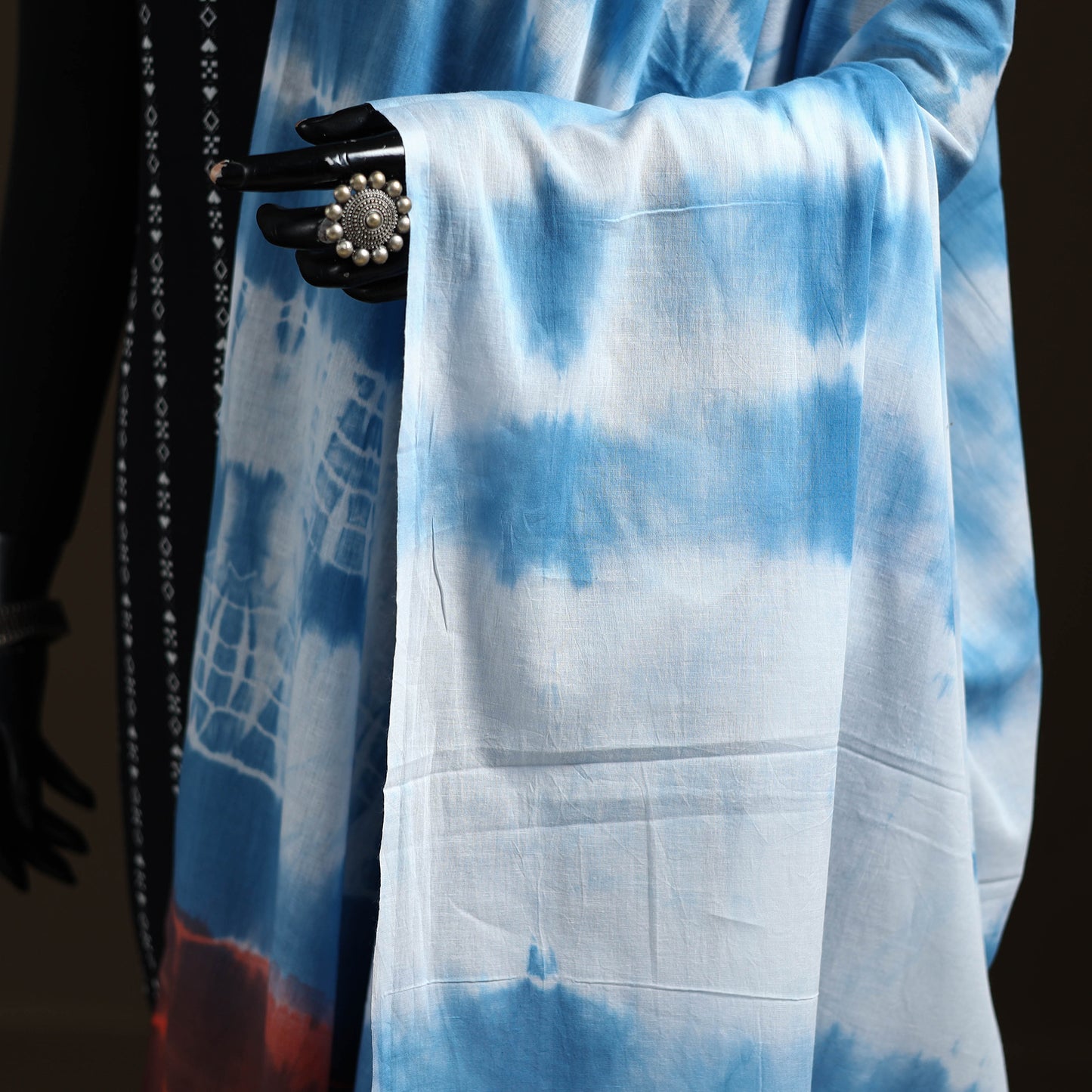 Shibori Tie-Dye Cotton Dupatta with Tassels 33