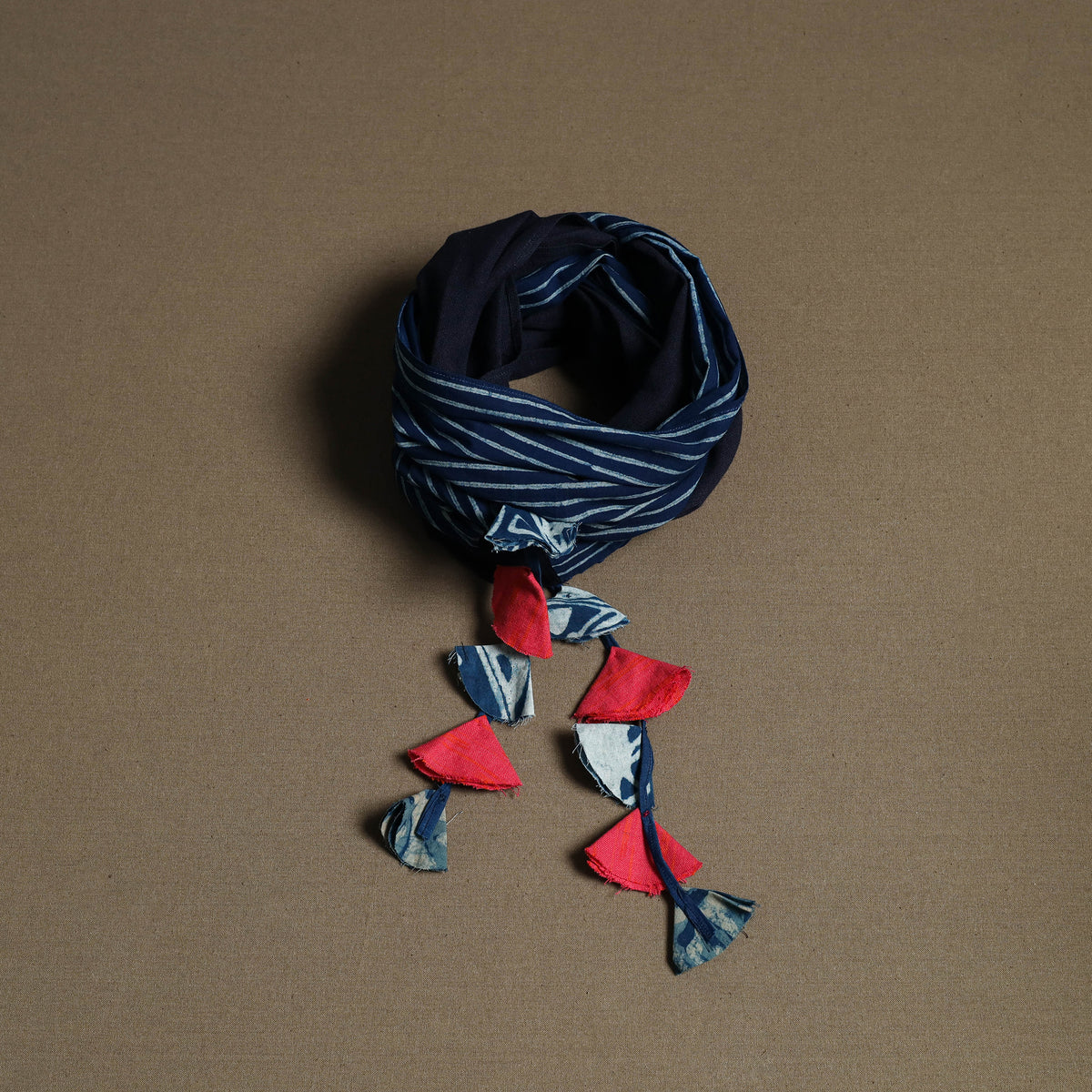 Hand Block Print Scarf with Tassels 08