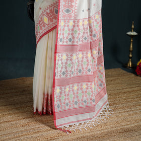 Handwoven Pure Cotton Phulia Jamdani Saree for Durga Puja 05