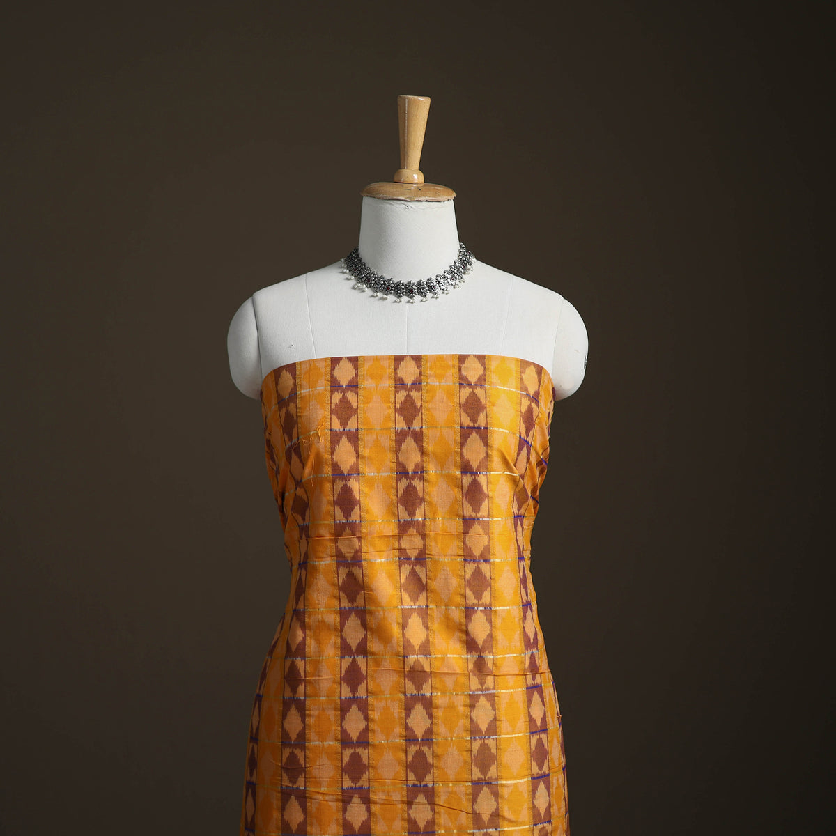 Pochampally Ikat Handloom Sico Unstitched Dress Material: Kurta with Dupatta 12
