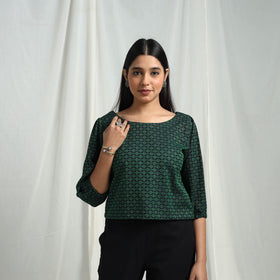 Green - Cotton Jacquard Crop Top 06