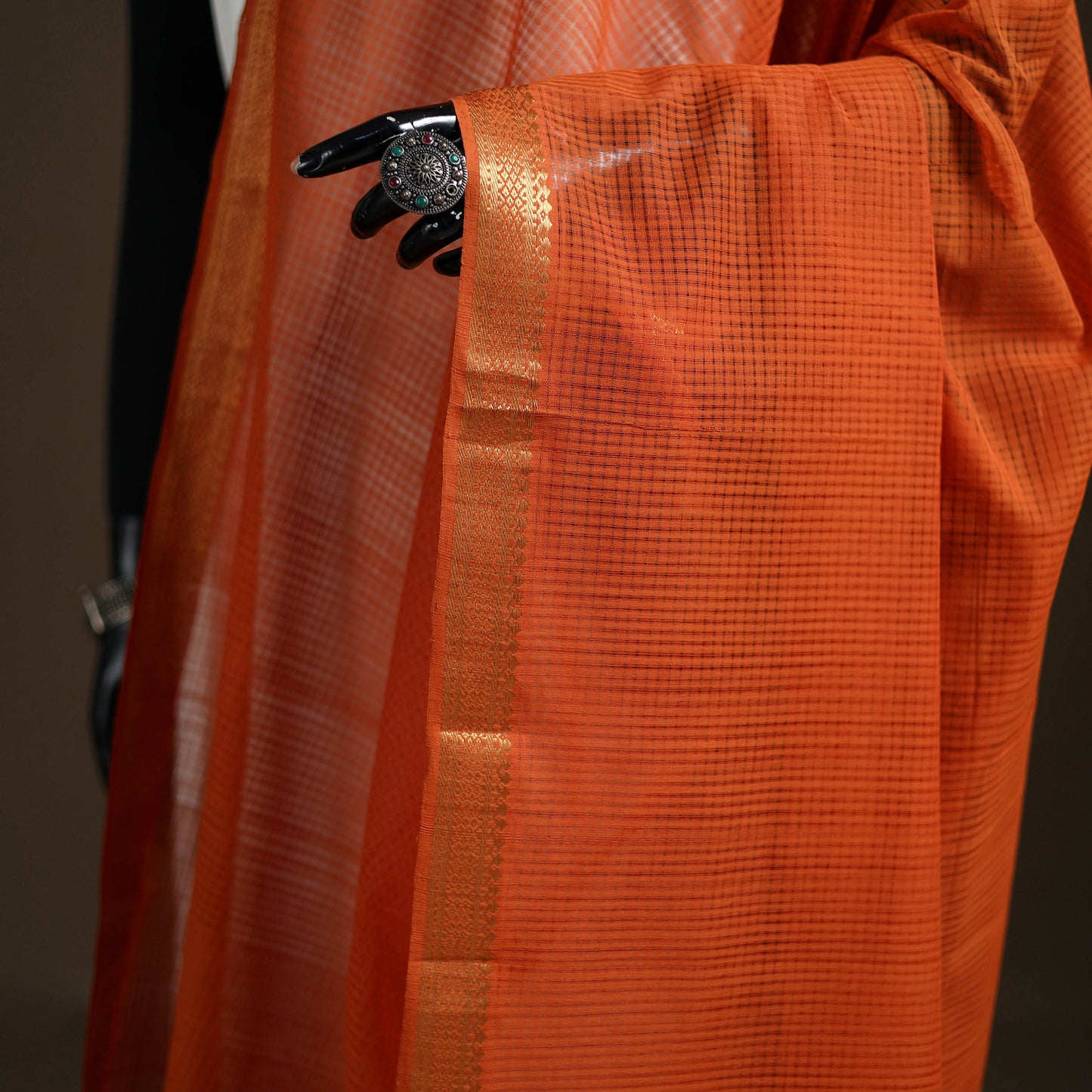 Pure Handloom Cotton Nizam Zari Border Mangalagiri Dupatta 44