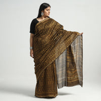 block printed silk saree