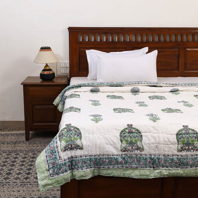 Single - Reversible Sanganeri Block Print Cotton Quilt 30