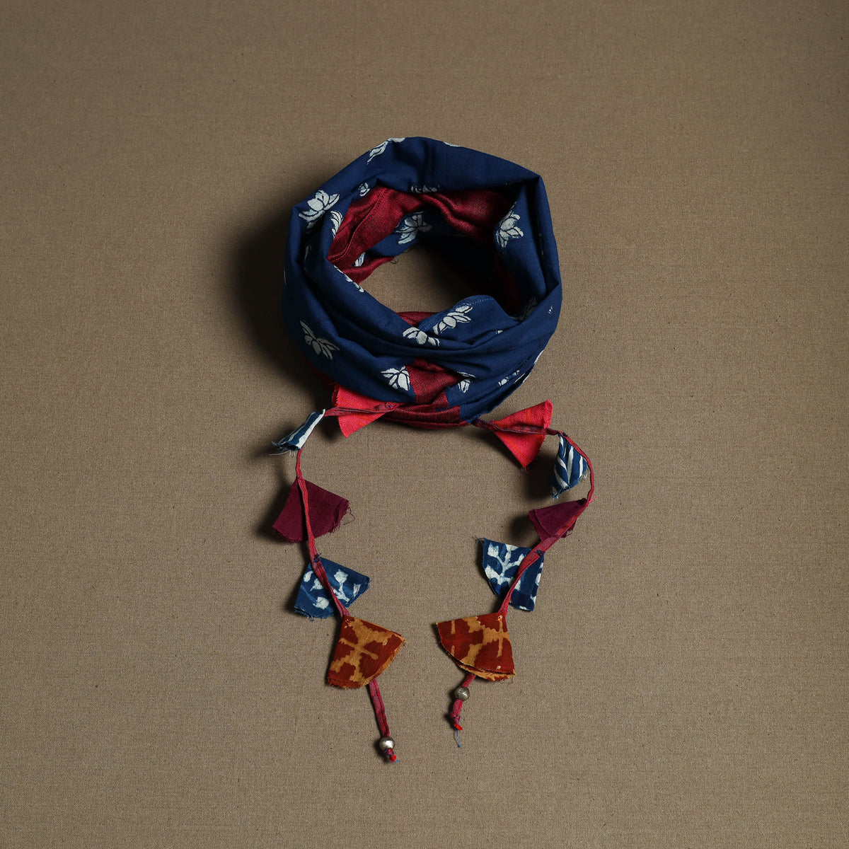 Hand Block Print Scarf with Tassels 09