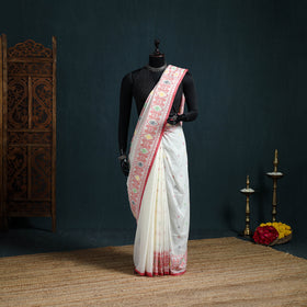Handwoven Pure Cotton Phulia Jamdani Saree for Durga Puja 05