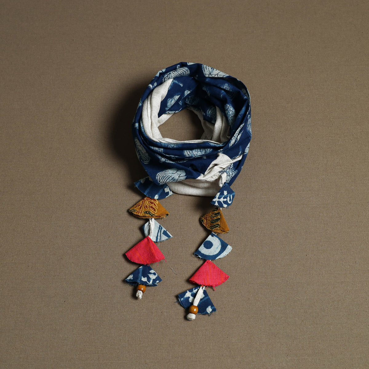 Hand Block Print Scarf with Tassels 10