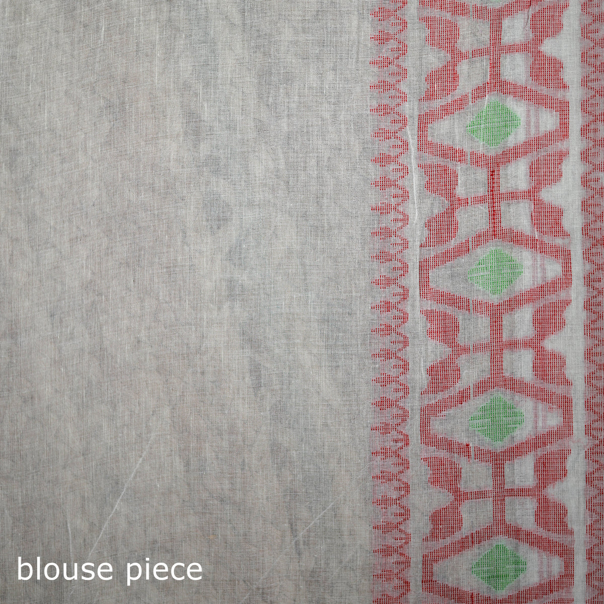 Handwoven Pure Cotton Phulia Jamdani Saree for Durga Puja 05