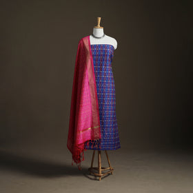 Pochampally Ikat Handloom Sico Unstitched Dress Material: Kurta with Dupatta 13