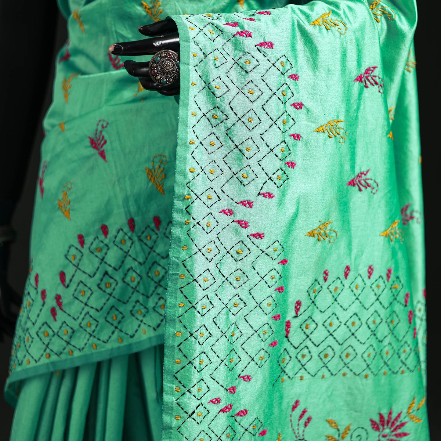 Hand Embroidered Silk Saree 10