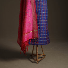 Pochampally Ikat Handloom Sico Unstitched Dress Material: Kurta with Dupatta 13