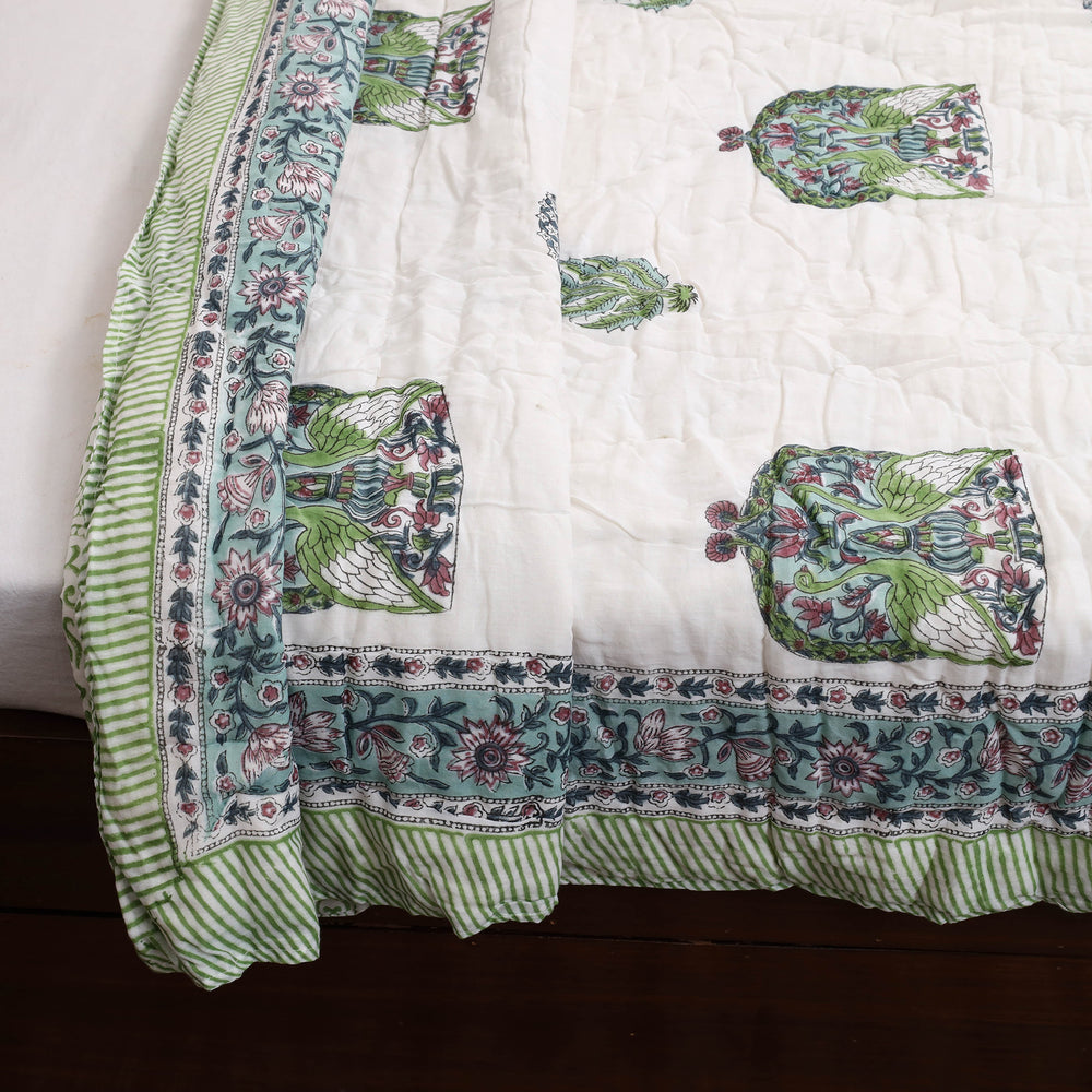 Single - Reversible Sanganeri Block Print Cotton Quilt 30