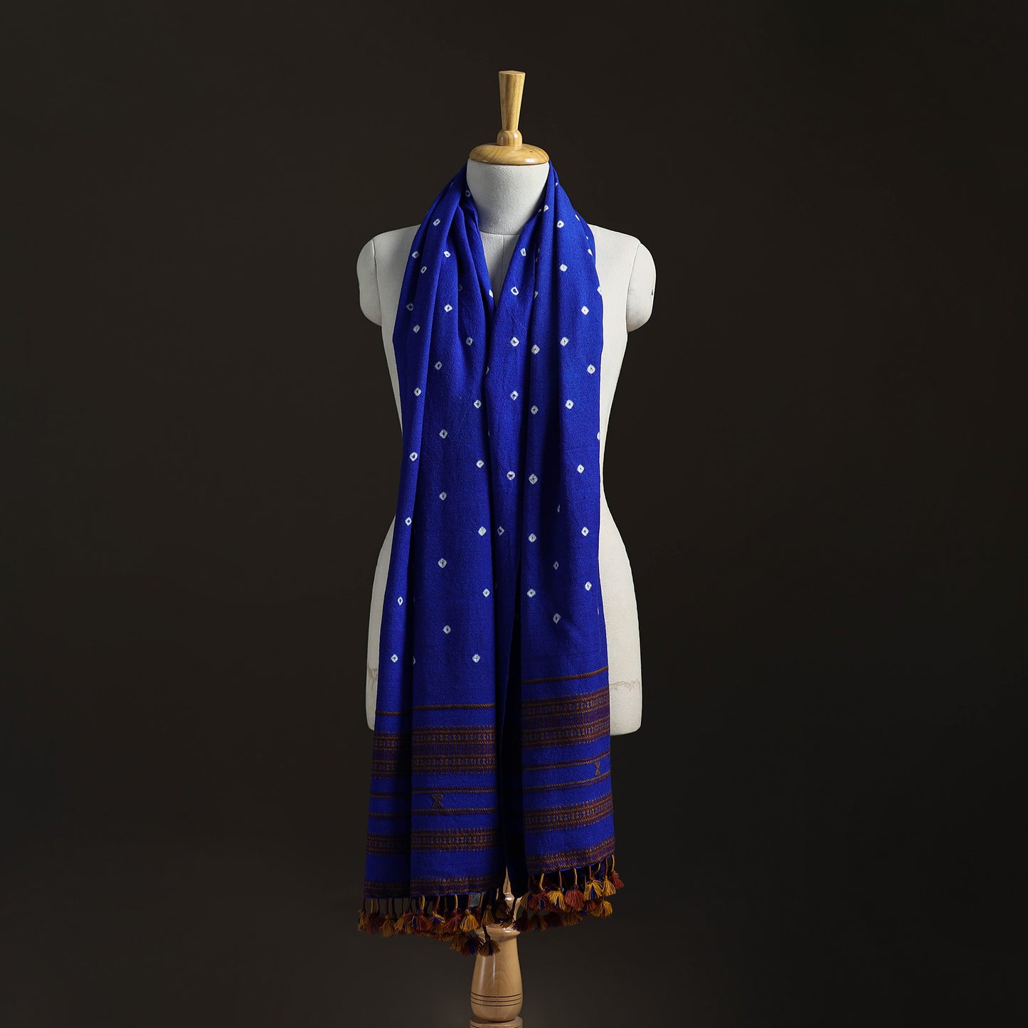 Kutch Handwoven Merino Wool Bandhani Tie-Dye Shawl 12