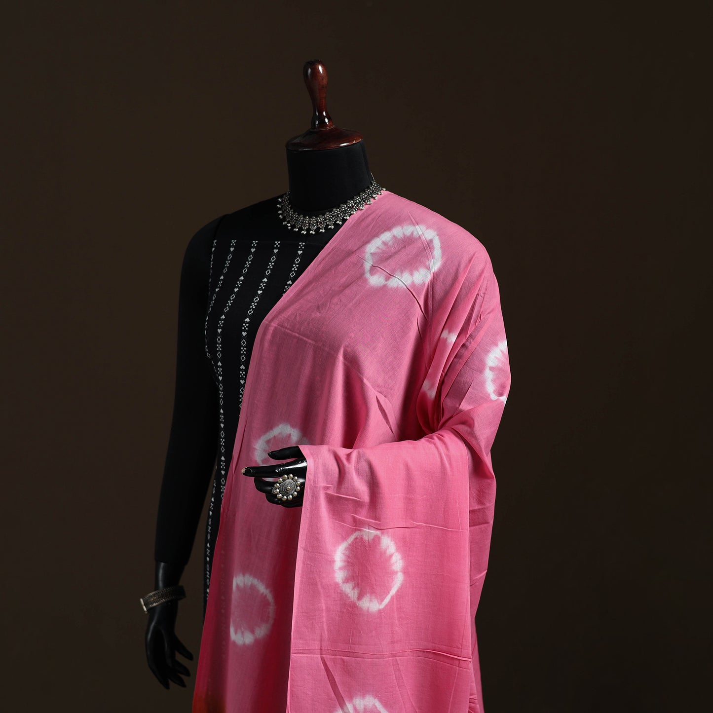 Shibori Tie-Dye Cotton Dupatta with Tassels 34