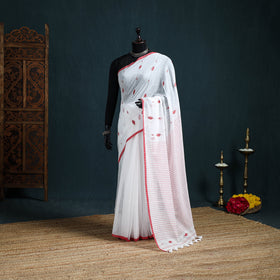 Handwoven Pure Cotton Phulia Jamdani Saree for Durga Puja 06