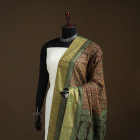 Bagh Hand Block Print Natural Dyed Tissue Zari Chanderi Silk Dupatta 46