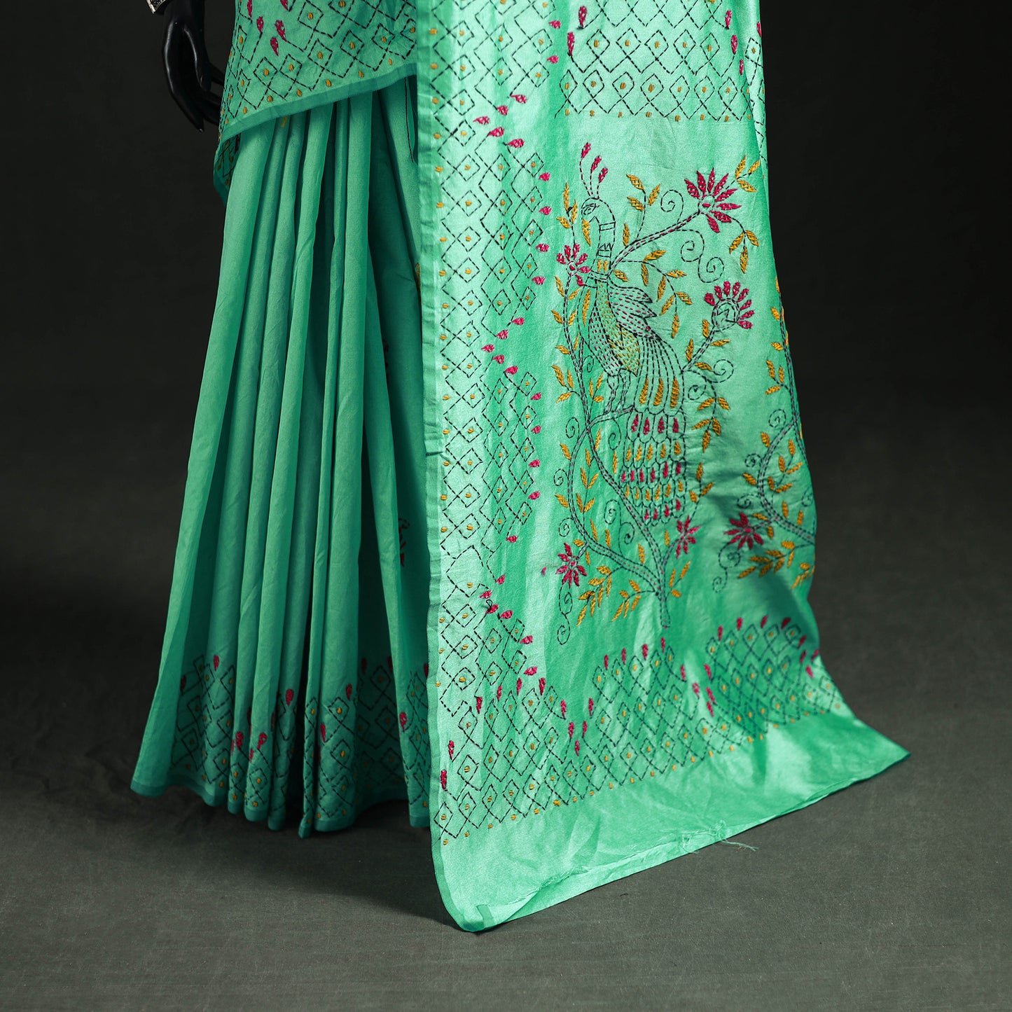 Hand Embroidered Silk Saree 10
