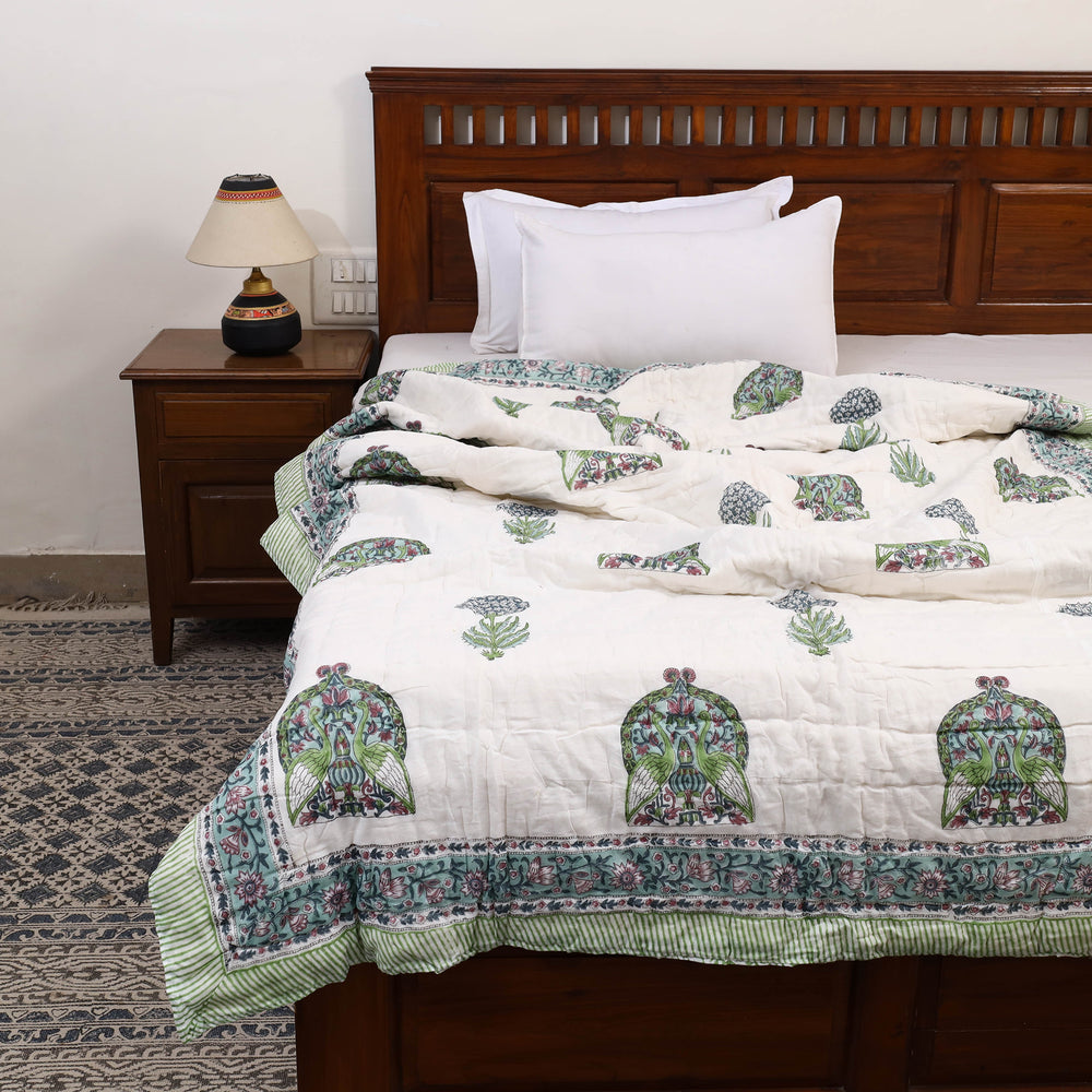 Single - Reversible Sanganeri Block Print Cotton Quilt 30