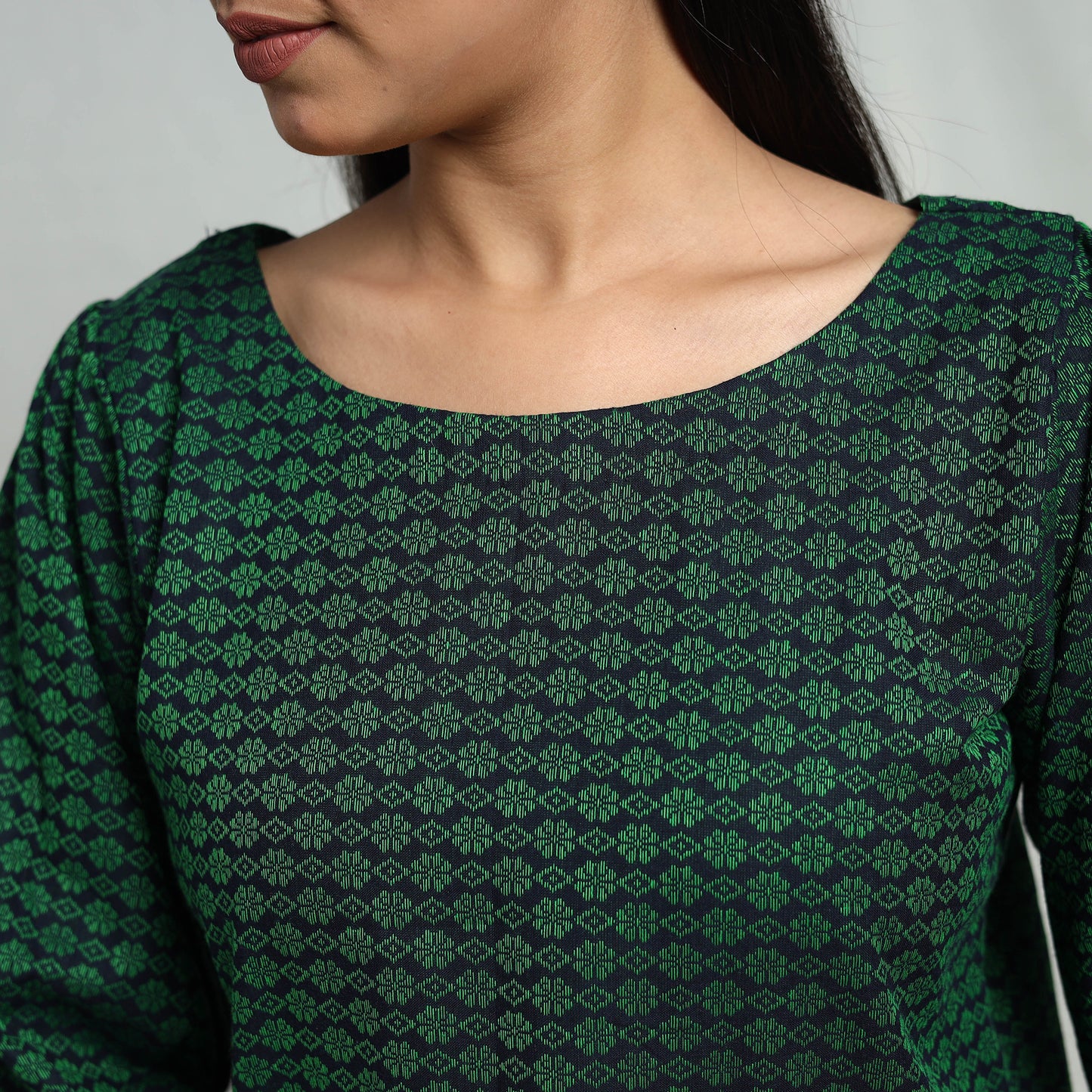 Green - Cotton Jacquard Crop Top 06