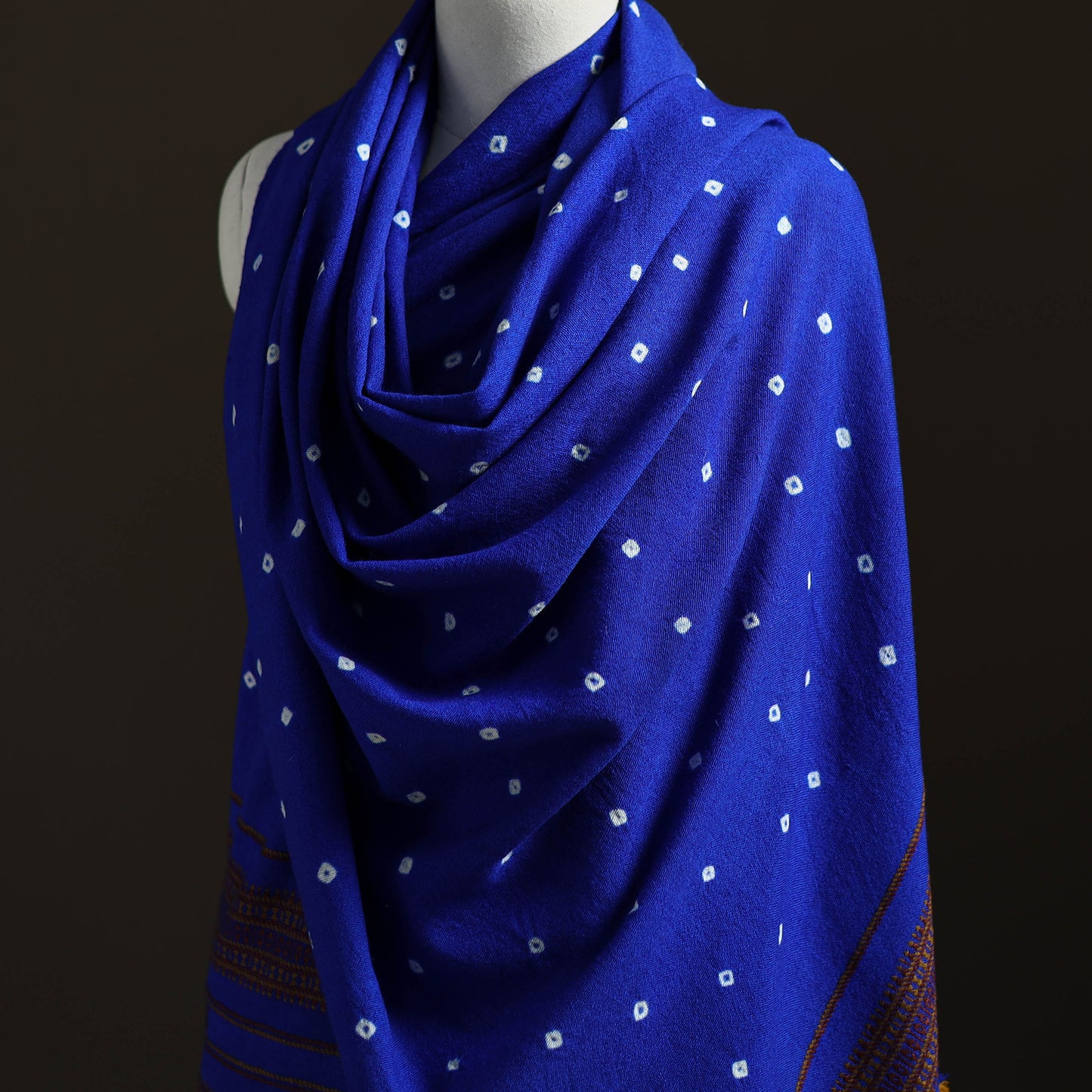 Kutch Handwoven Merino Wool Bandhani Tie-Dye Shawl 12