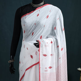 Handwoven Pure Cotton Phulia Jamdani Saree for Durga Puja 06