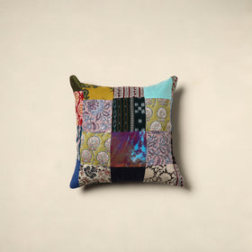 Multicolor Handcrafted Cotton Patchwork Cushion Cover