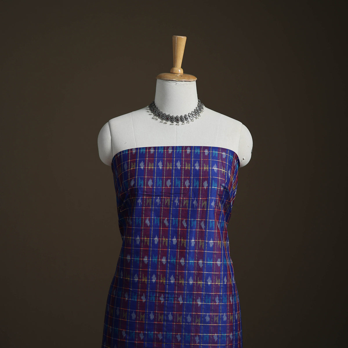 Pochampally Ikat Handloom Sico Unstitched Dress Material: Kurta with Dupatta 13