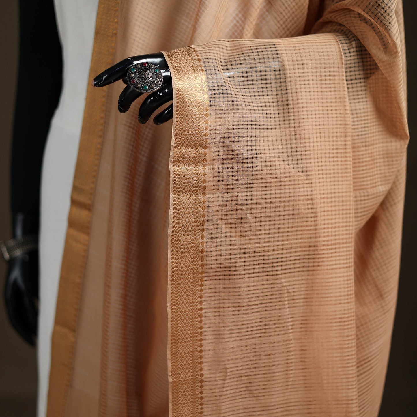 Pure Handloom Cotton Nizam Zari Border Mangalagiri Dupatta 45
