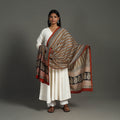  Brown Block Print Chanderi Silk Bagru Dupatta