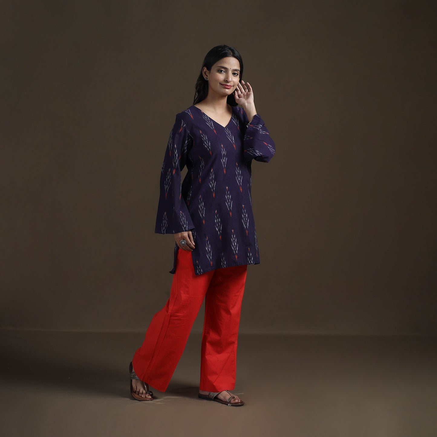 Pochampally Ikat Cotton Short Kurta for Women 25