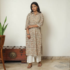 Pedana Kalamkari Block Print Cotton Straight Kurta For Women