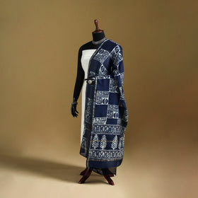 Blue - Pipad Hand Block Print Natural Dyed Chanderi Silk Handloom Dupatta 42