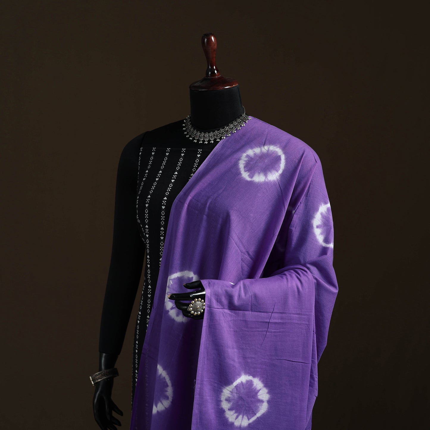 Shibori Tie-Dye Cotton Dupatta with Tassels 35