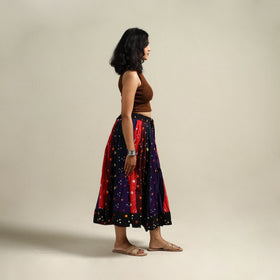 Multicolor - Bandhani Tie-Dye Patchwork Cotton Short Skirt 32