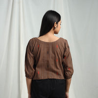 Brown - Cotton Jacquard Crop Top 07