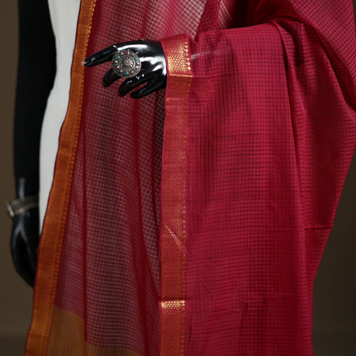Pure Handloom Cotton Nizam Zari Border Mangalagiri Dupatta 46