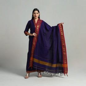Purple Cotton Dharwad Kurta Set with Palazzo & Dupatta