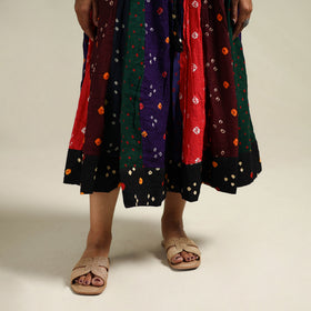 Multicolor - Bandhani Tie-Dye Patchwork Cotton Short Skirt 32