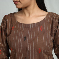 Brown - Cotton Jacquard Crop Top 07