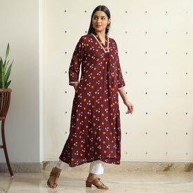 Buy Bandhani Tie-Dye Cotton A-Line Kurta for Women