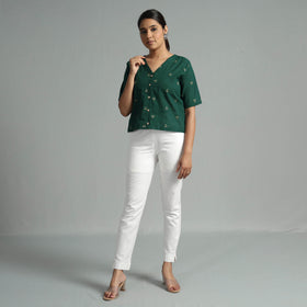 Buy Jacquard Half Sleeve Cotton Crop Top Online at iTokri.com