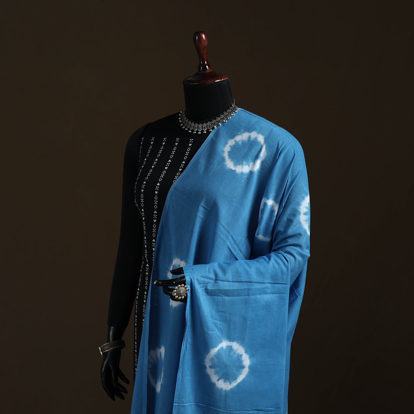 Shibori Tie-Dye Cotton Dupatta with Tassels 36