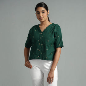 Buy Jacquard Half Sleeve Cotton Crop Top Online at iTokri.com