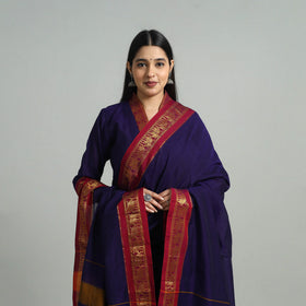 Purple Cotton Dharwad Kurta Set with Palazzo & Dupatta