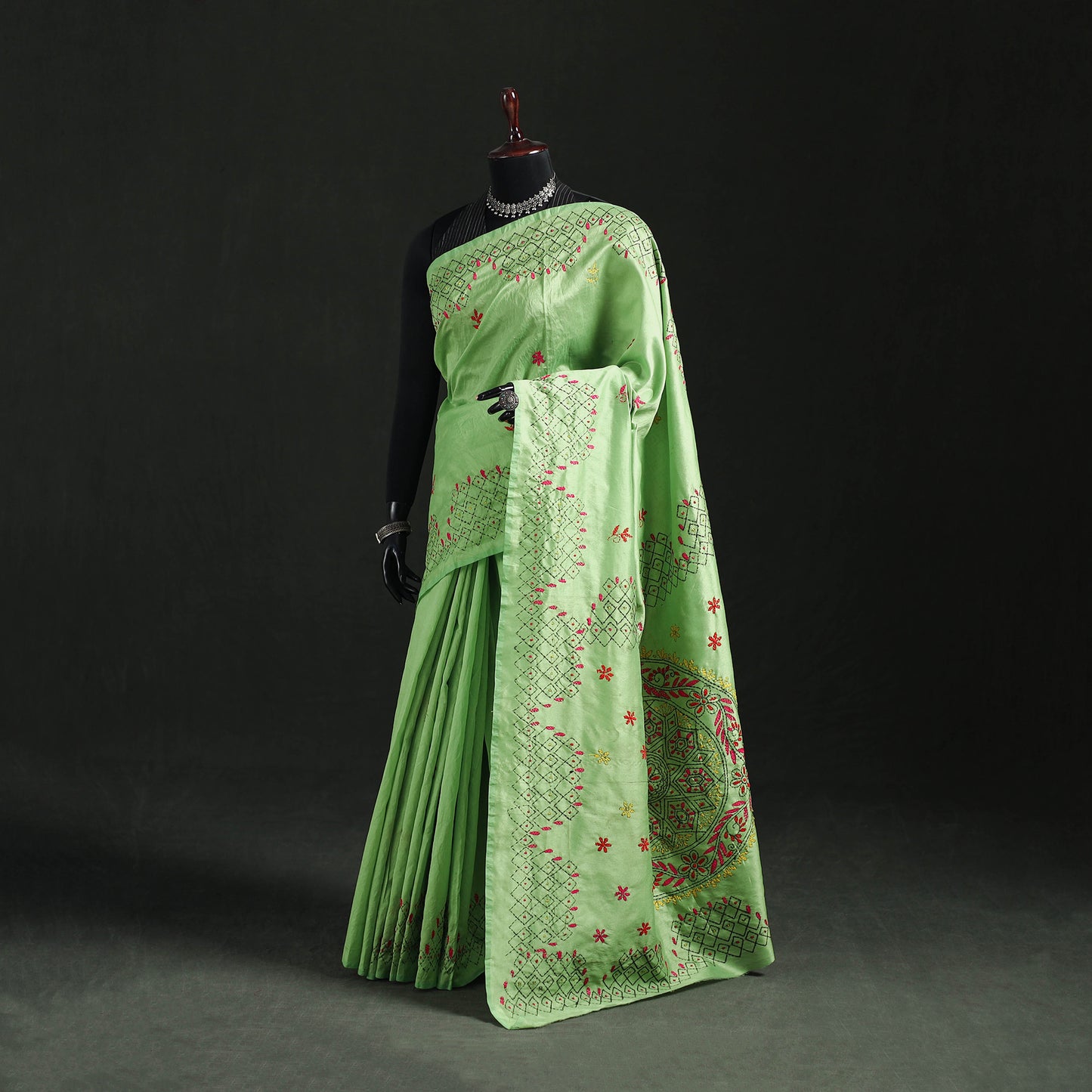 Hand Embroidered Silk Saree 12