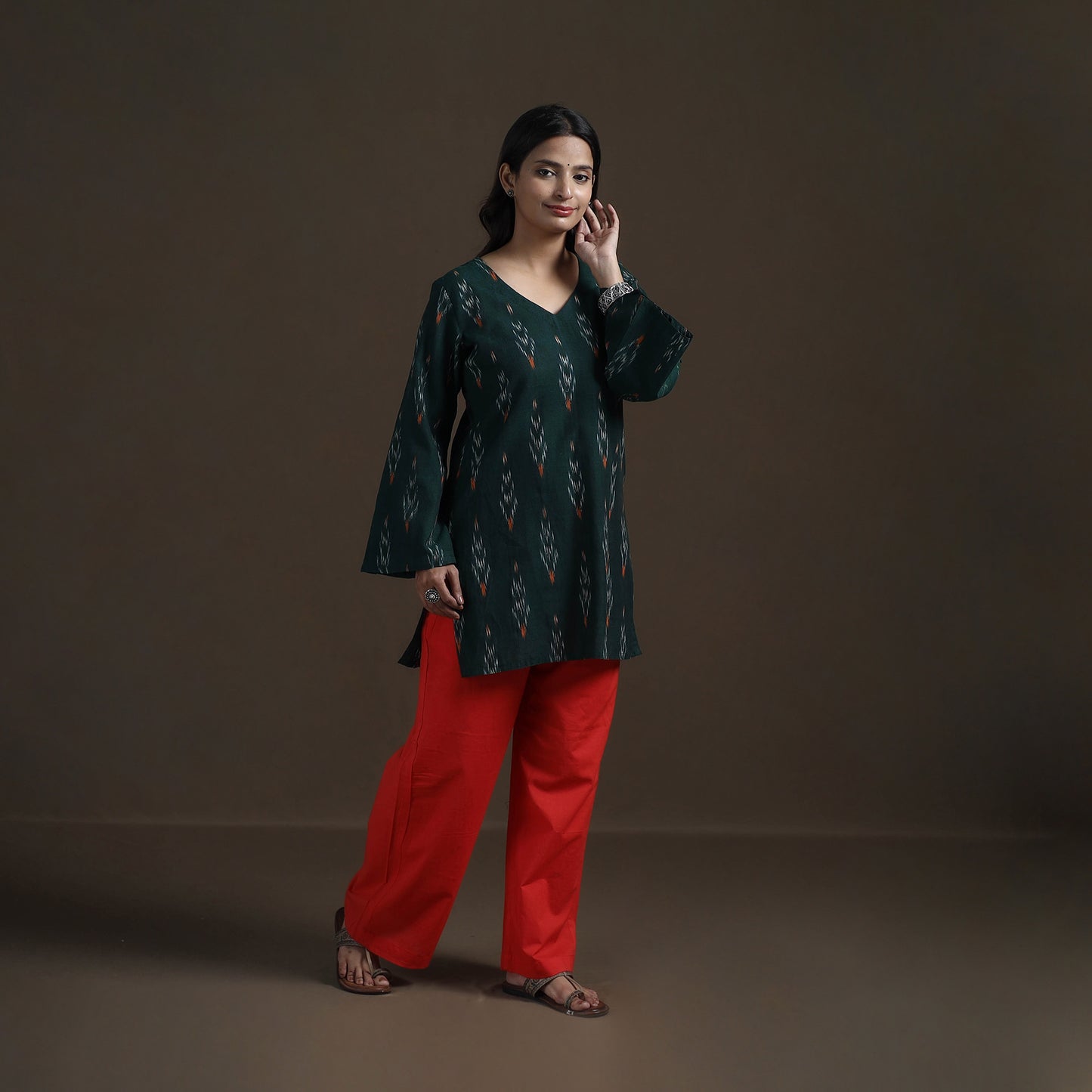 Pochampally Ikat Cotton Short Kurta for Women 26